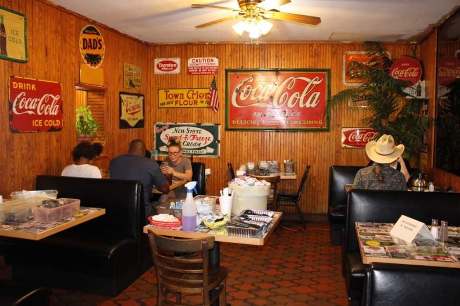 Dining areas at Bill Smith's Cafe have tables spaced out. (Miranda Jaimes/Community Impact Newspaper)