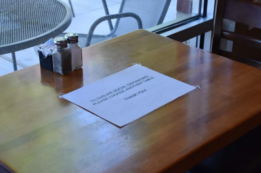 To help customers maintain social distancing, Urban Eatz closed some tables. (Makenzie Plusnick/Community Impact Newspaper)