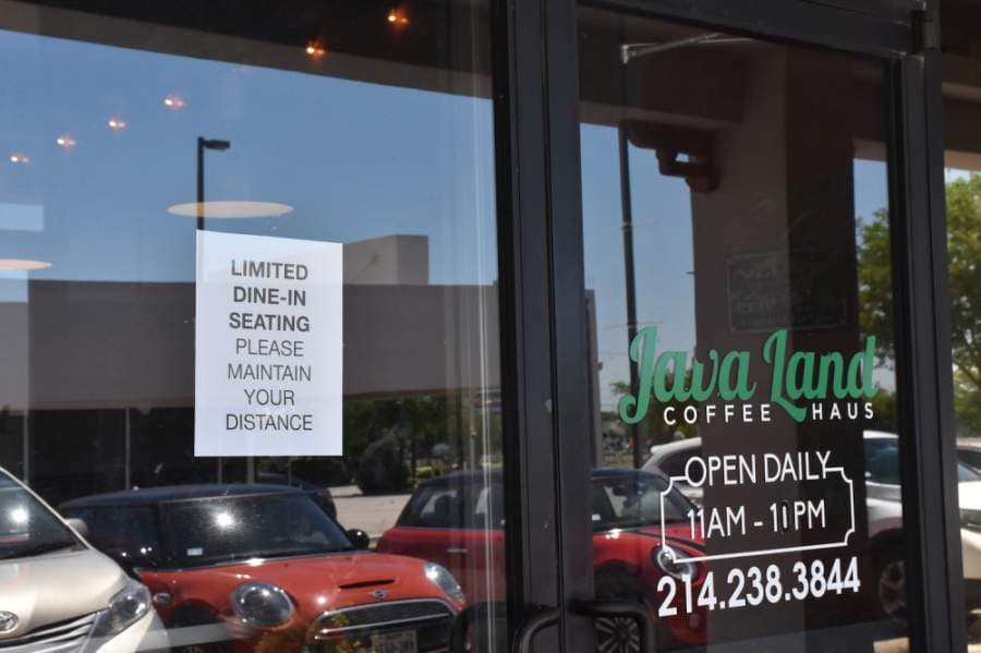 Java Land has limited the number of tables available to customers in order to stay within state mandated guidelines of 25% capacity. (Makenzie Plusnick/Community Impact Newspaper)