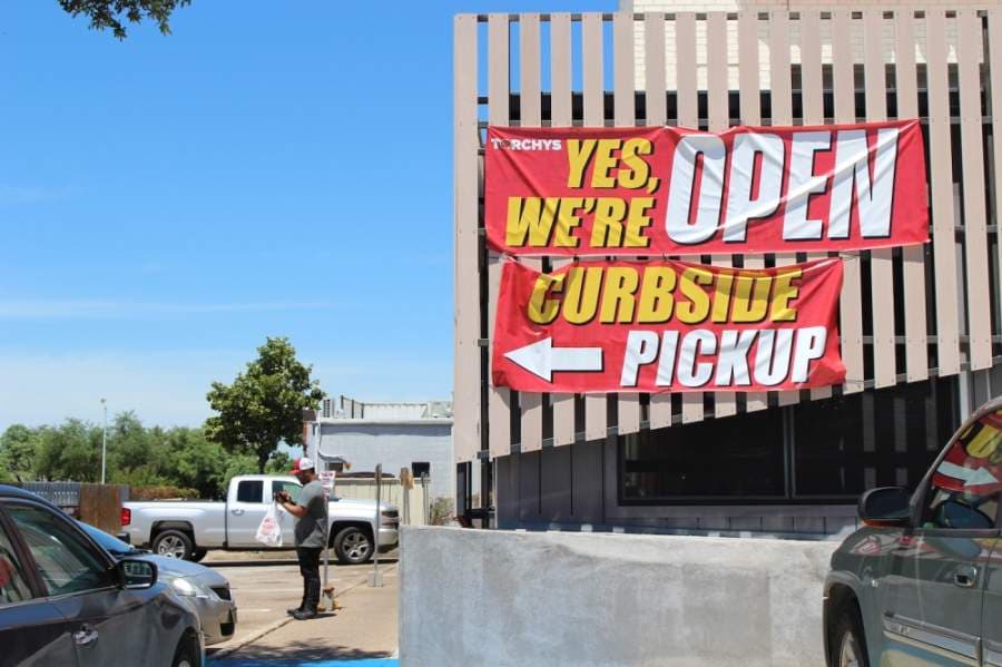 Torchy's Tacos in the Canyon Creek Shopping Center is open for takeout and curbside pickup only. (Olivia Lueckemeyer/Community Impact Newspaper)