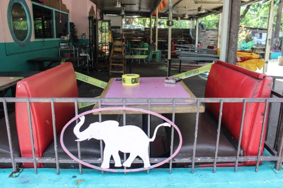 Baby Acapulco's dining room can only be at 25% capacity, per state law. Employees were decommissioning some tables on May 1. (Christopher Neely/Community Impact Newspaper)