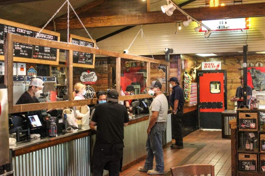 Customers line up at Terry Black's BBQ on May 1. (Christopher Neely/Community Impact Newspaper)