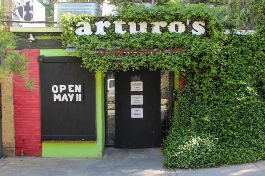 Arturo's Underground Cafe posted signage that said it will reopen for takeout only on Monday, May 11. (Christopher Neely/Community Impact Newspaper)