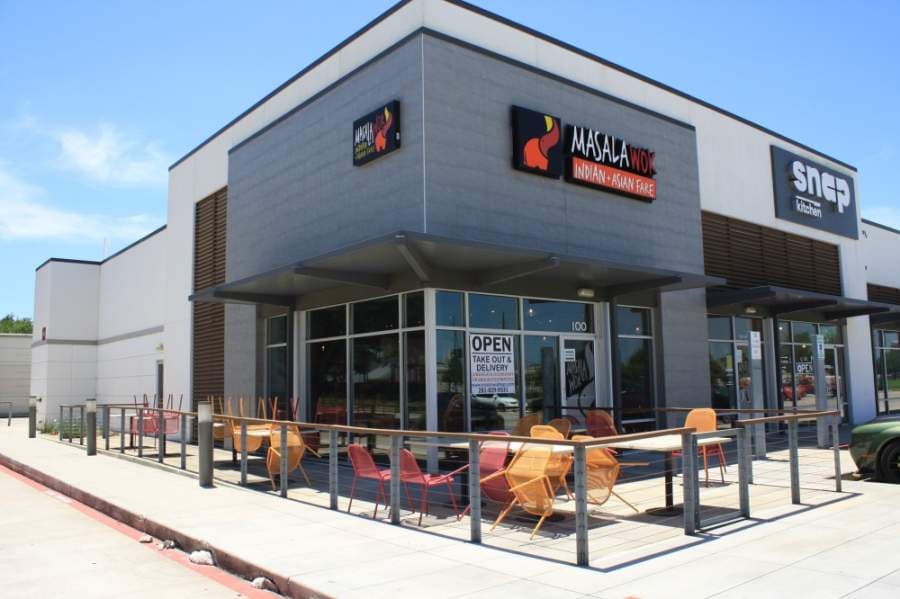 Although some restaurants opened their patios to guests May 3, Masala Wok at 19355 Katy Freeway, Houston, did not. It is offering its menu to go. (Jen Para/Community Impact Newspaper)
