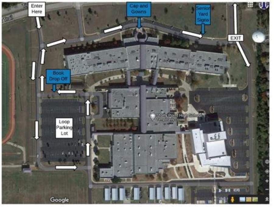 Stony Point High School will offer drive-thru cap and gown pickup services May 4. (Courtesy Round Rock ISD)