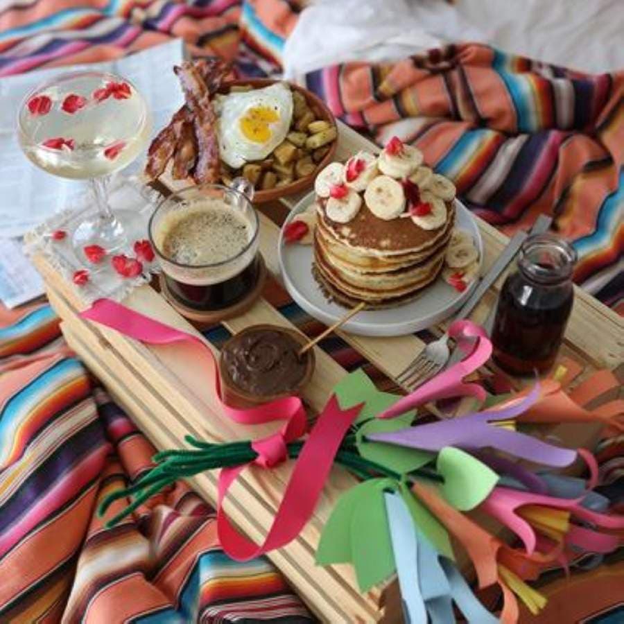 Lazy Dog Restaurant & Bar is offering a limited edition $45 Mother's Day brunch kit that includes all the supplies for do-it-yourself pancakes and a handprint flower bouquet. (Courtesy Lazy Dog Restaurant & Bar)