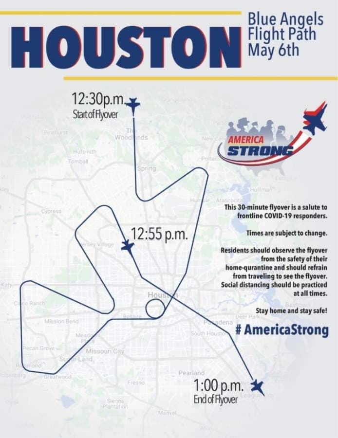 Look up Houston: Blue Angels to salute COVID-19 responders with 30-minute flyover May 6
