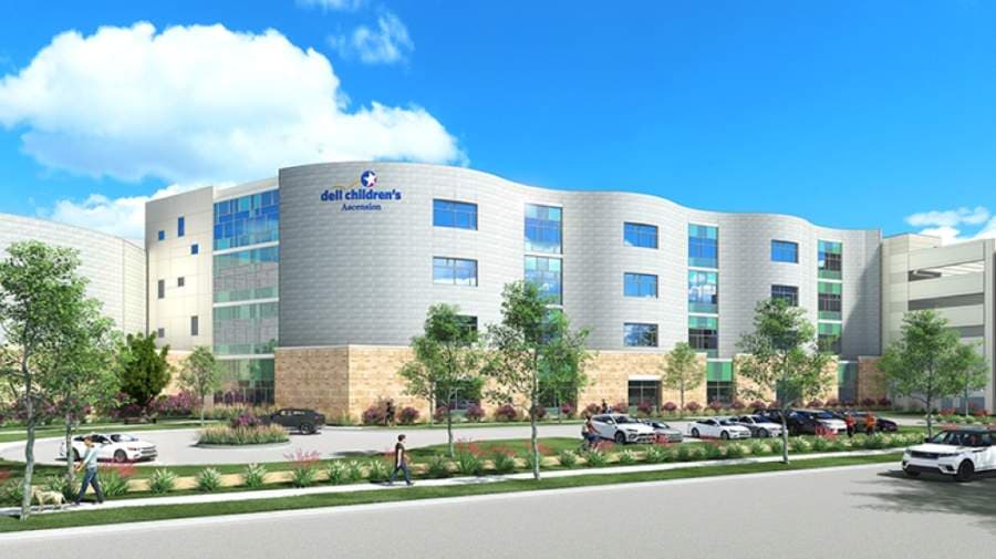 This rendering shows the planned four-story addition to the Dell Children's Medical Center Campus in the Mueller Market District in Austin. (Rendering courtesy Ascension Seton)