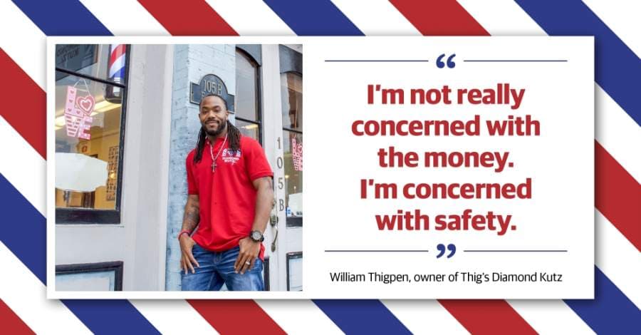 Barber, owner of Thig's Diamond Kutz in Hutto discusses why he is waiting to reopen his shop