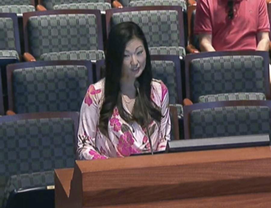 Frisco Arts Executive Director Tammy Meinershagen speaks to Frisco City Council during the May 5 meeting. (Screenshot courtesy city of Frisco)
