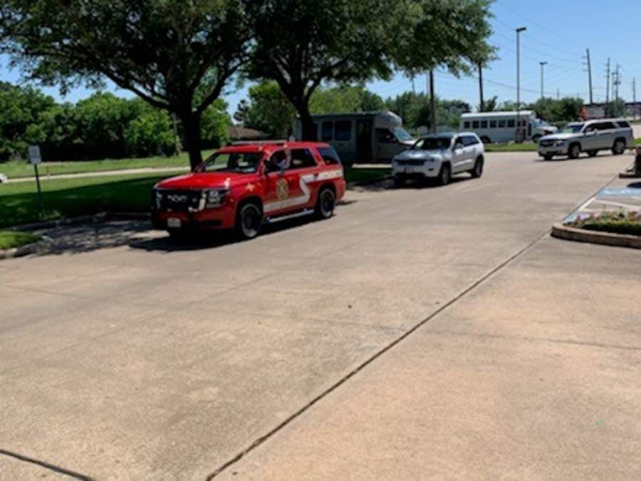 The April 13 car parade at Carriage Inn Katy had about 50-75 cars. (Courtesy Carriage Inn Katy)