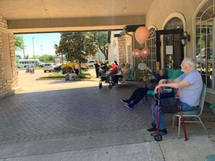 Carriage Inn Katy has 180-200 residents, who sat and watched the April 13 car parade. (Courtesy Carriage Inn Katy)