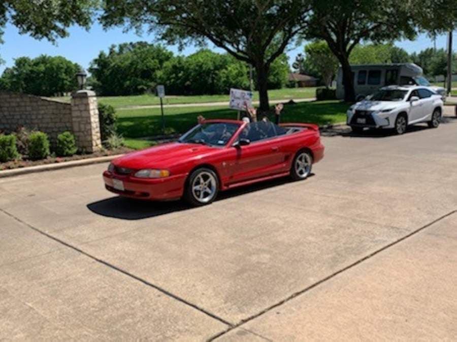 The April 13 car parade at Carriage Inn Katy had about 50-75 cars. (Courtesy Carriage Inn Katy)