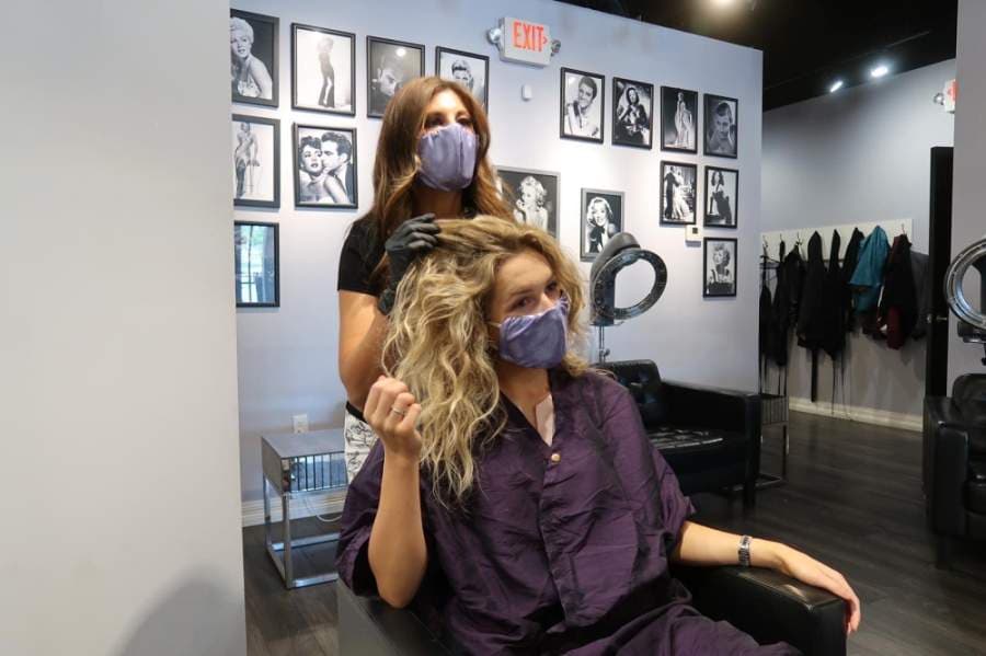 Modern LUXE Salon reopened its two Frisco locations May 8 and is only allowing clients and stylists to be one-on-one with each other in spaced-out stations. (Courtesy Modern LUXE Salon)