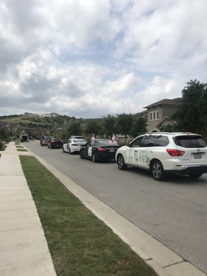 Teachers decorated their cars for a parade May 8. (Amy Rae Dadamo/Community Impact Newspaper)