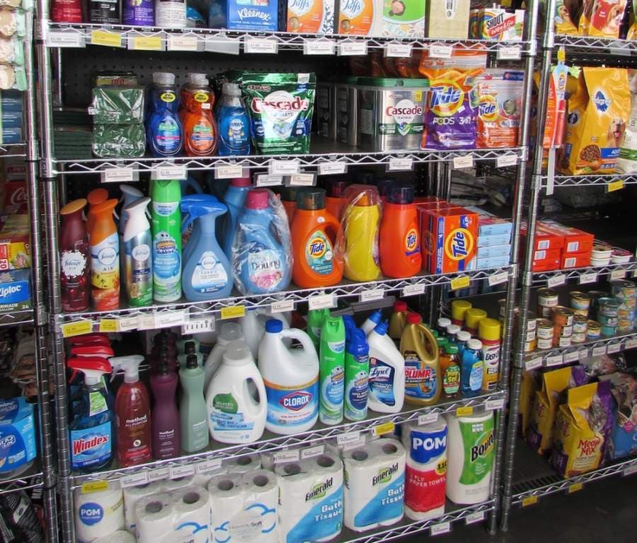 Along with food and drinks, Marigold Market & Cafe offers cleaning supplies, sanitizers and pet food. (Nicholas Cicale/Community Impact Newspaper)