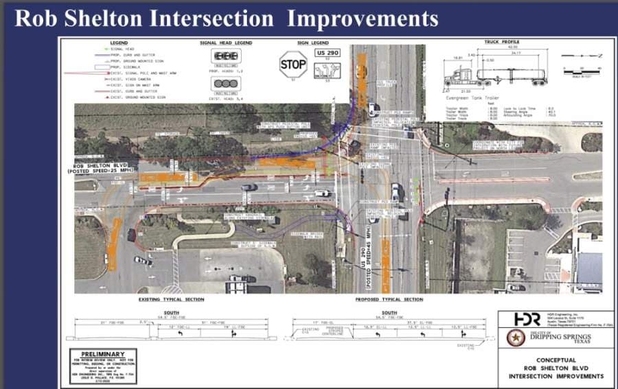 The project will also improve the intersection of Rob Shelton Blvd. and W. Hwy. 290. (Site plan courtesy city of Dripping Springs)