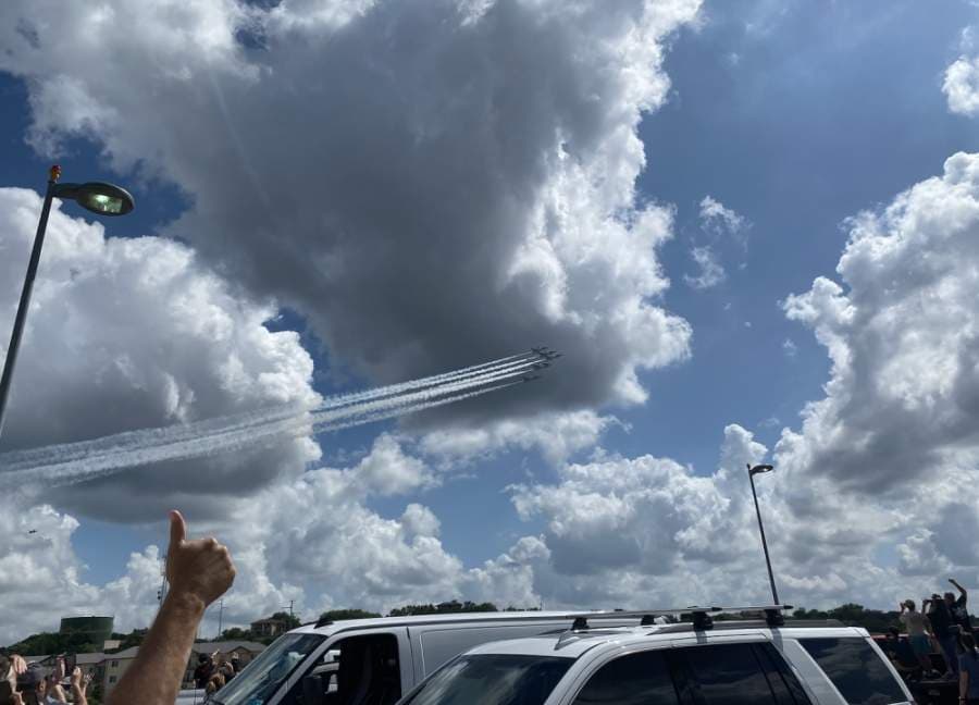 Lake Travis residents get an eyeful as Thunderbirds fly overhead in salute to frontline workers