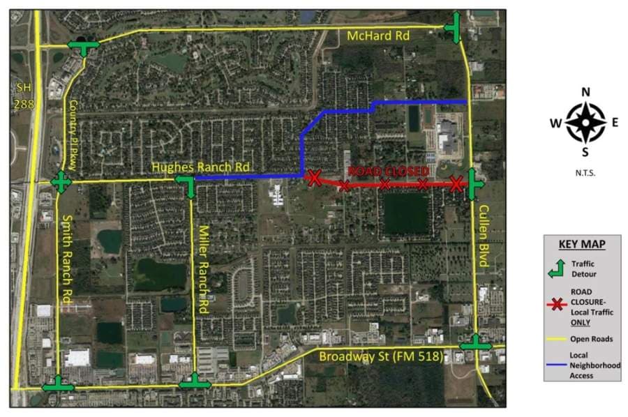 Section of Hughes Ranch Road in Pearland to close May 26