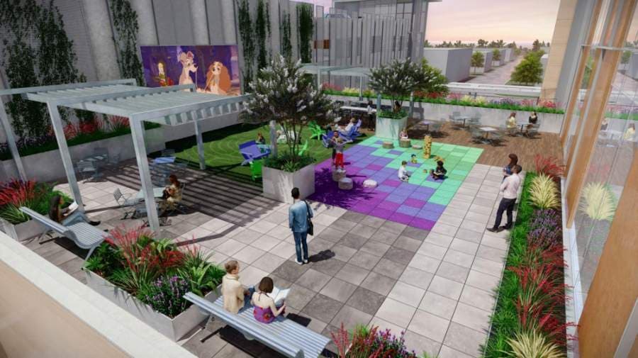 A rooftop discovery garden will accommodate events such as movie nights and community gatherings, Cervantes said.