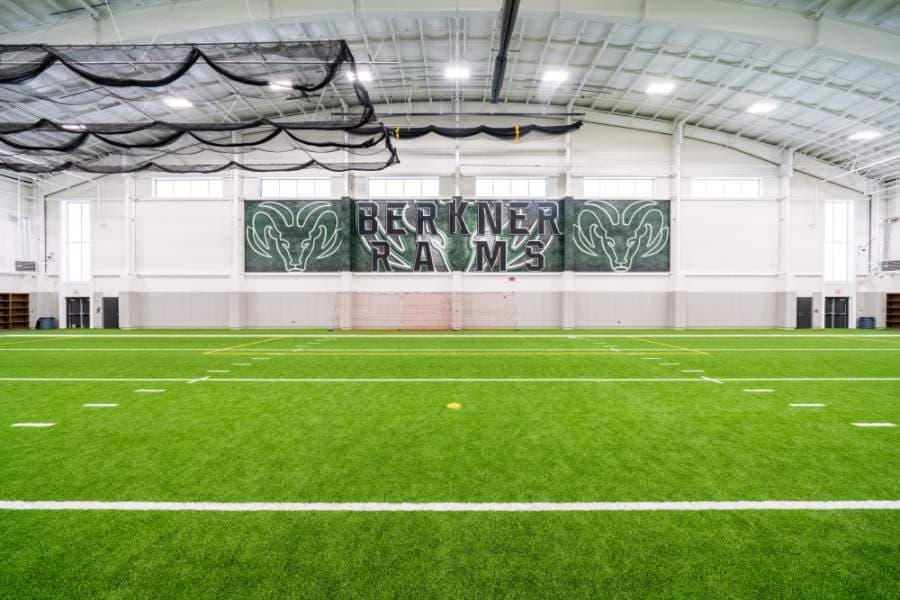 Indoor practice fields will allow students more time to practice, especially during inclement weather. (Courtesy Richardson ISD)