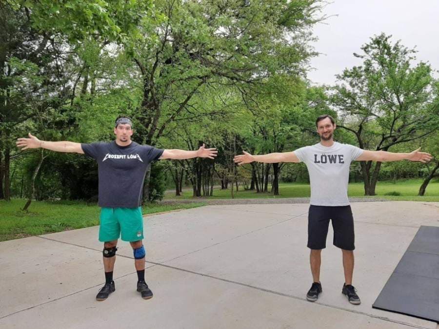 CrossFit Löwe did some sessions from the sidewalk while patrons were in their garage or driveways. (Courtesy CrossFit Löwe)
