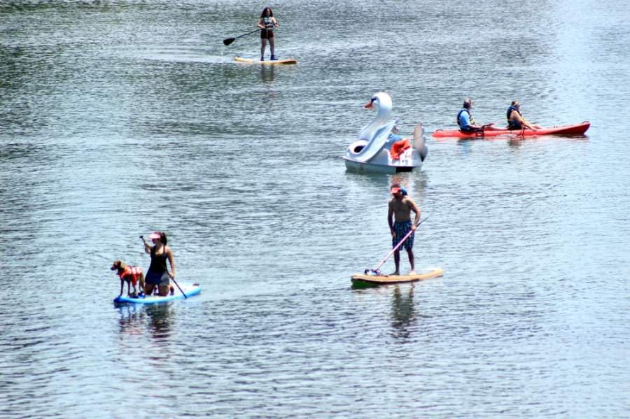 Austinites get onto the Colorado River on a hot afternoon in late spring. (Jack Flagler/Community Impact Newspaper)