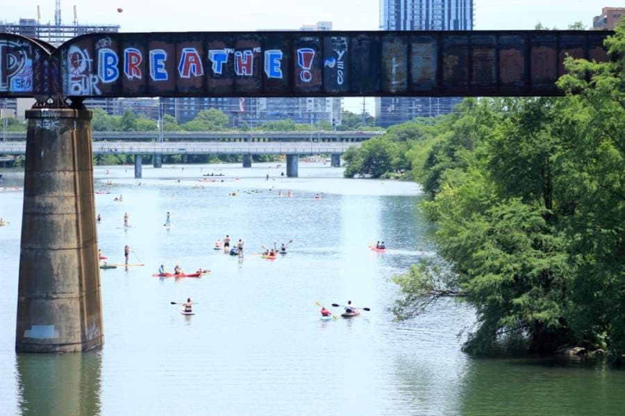Austinites get onto the Colorado River on a hot afternoon in late spring. (Jack Flagler/Community Impact Newspaper)