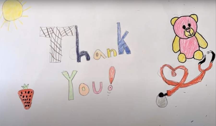 WATCH: Theiss Elementary School students express gratitude to front-line workers through art