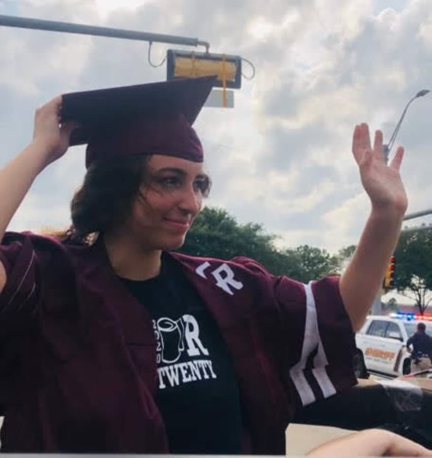 Cinco Ranch High School seniors who attended Fielder Elementary paraded in cars to let the community celebrate their graduation May 21. (Courtesy Janie Dale)