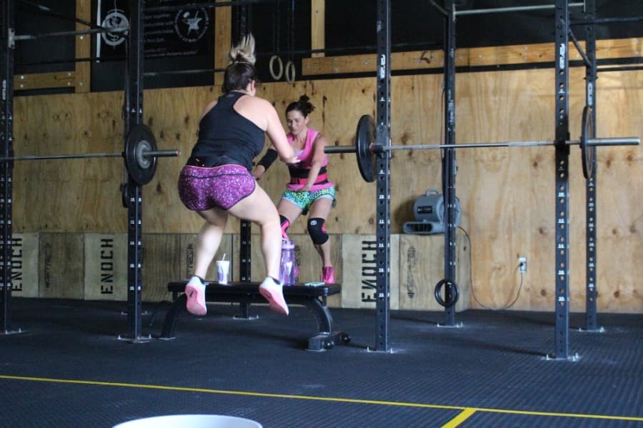 Crossfit Enoch had portions of the floor taped off to encourage social distancing.  (Eva Vigh/Community Impact Newspaper)