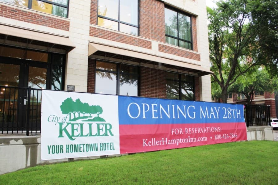 The city of Keller’s first hotel, a Hampton Inn & Suites, is expected to open May 28. (Ian Pribanic/Community Impact Newspaper)