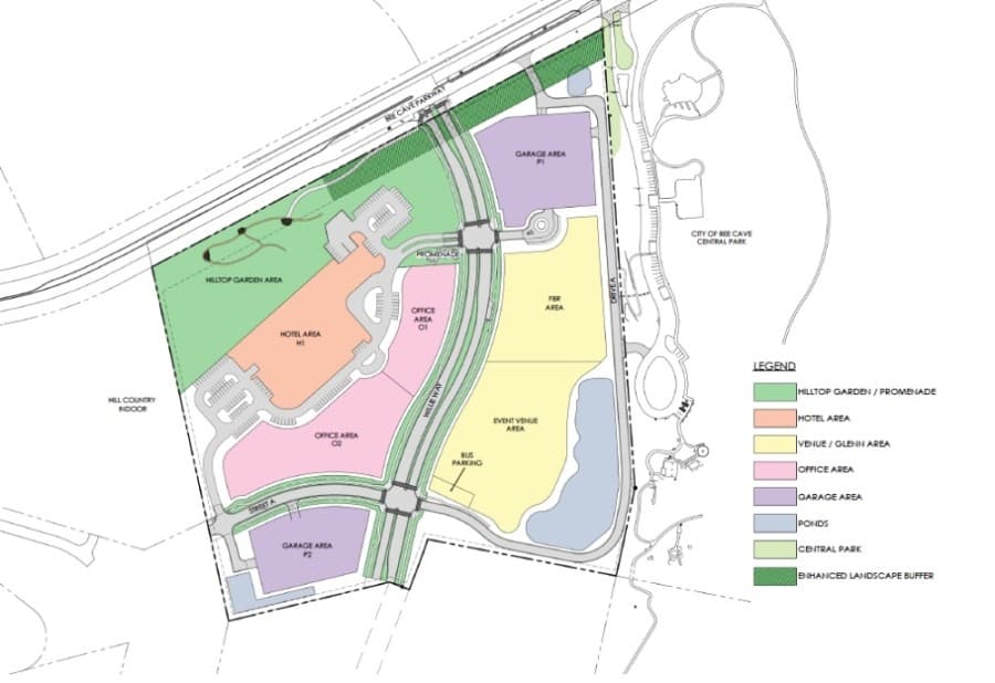 On May 26, Bee Cave City Council approved changes to the development agreement for the 35-acre development known as The Backyard. (Rendering courtesy city of Bee Cave)