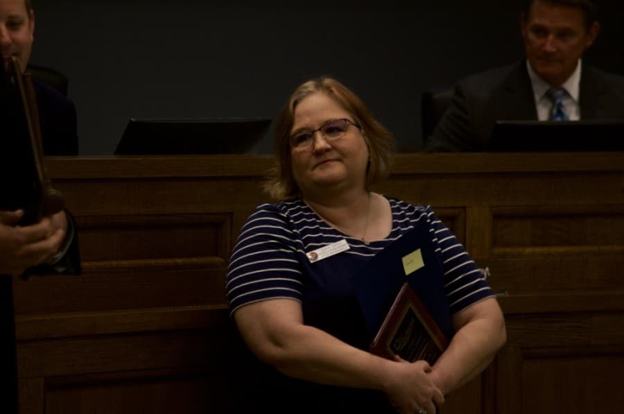 Former City Council member Leah Garcia, District 5, was recognized for her service to the city at Tuesday's City Council meeting, May 26, 2020. (Warren Brown/Community Impact Newspaper)