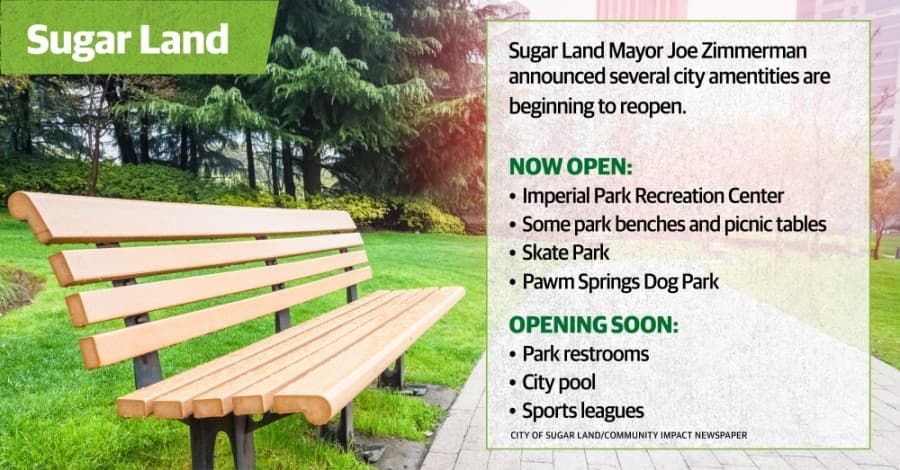 Wondering what is open? Sugar Land parks, facilities begin phased reopening