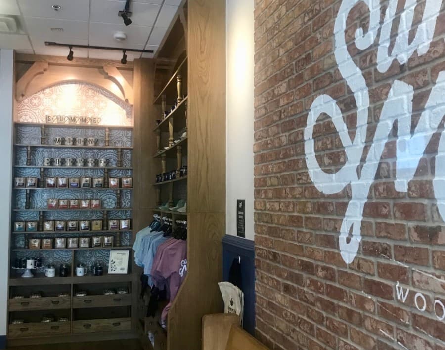 The coffee shop has an indoor merch wall. (Nicholas Cicale/Community Impact Newspaper)
