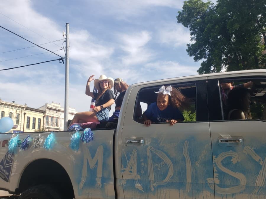 Many Georgetown ISD seniors decorated their vehicles for the parade in their honor May 29. (Ali Linan/Community Impact Newspaper)