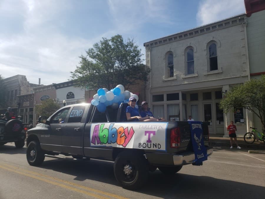 Many Georgetown ISD seniors decorated their vehicles for the parade in their honor May 29. (Ali Linan/Community Impact Newspaper)