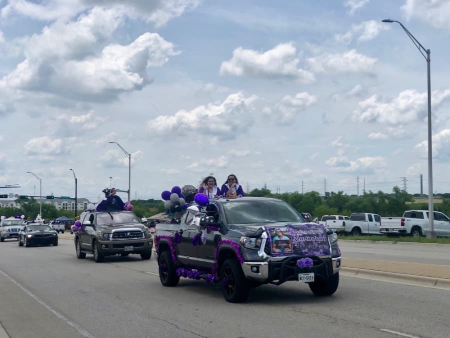 The parent-led parade started at noon May 29. (Evelin Garcia/ Community Impact Newspaper)