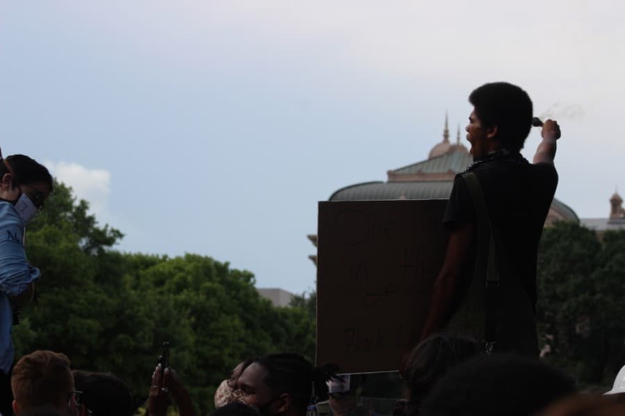 Demonstrators at the Texas Capitol on May 31. (Christopher Neely/Community Impact Newspaper)