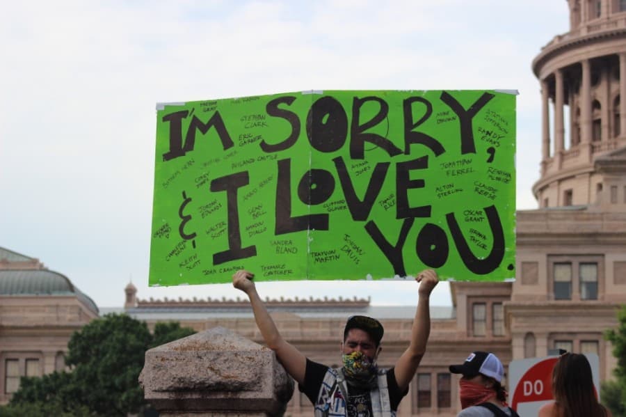 Demonstrators at the Texas Capitol on May 31. (Christopher Neely/Community Impact Newspaper)