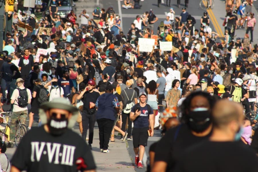 Demonstrators at the Texas Capitol on May 31. (Christopher Neely/Community Impact Newspaper)