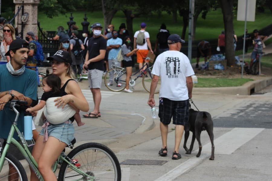 Demonstrators at the Texas Capitol on May 31. (Christopher Neely/Community Impact Newspaper)