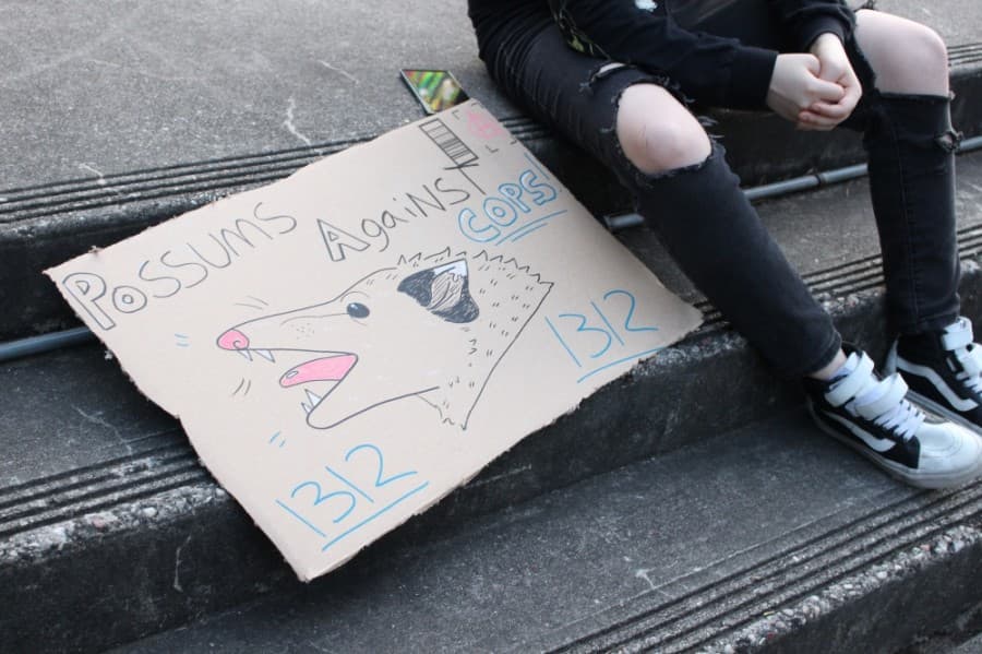 Many protesters at Town Center Park appear to be school-age students. (Kelly Schafler/Community Impact Newspaper)