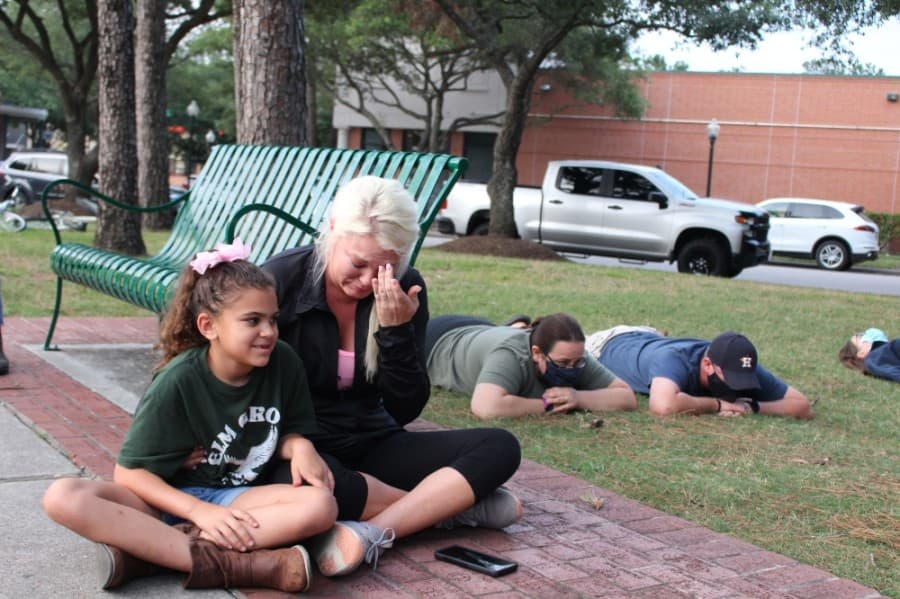 Protesters gather at Town Center Park on June 1. (Kelly Schafler/Community Impact Newspaper)