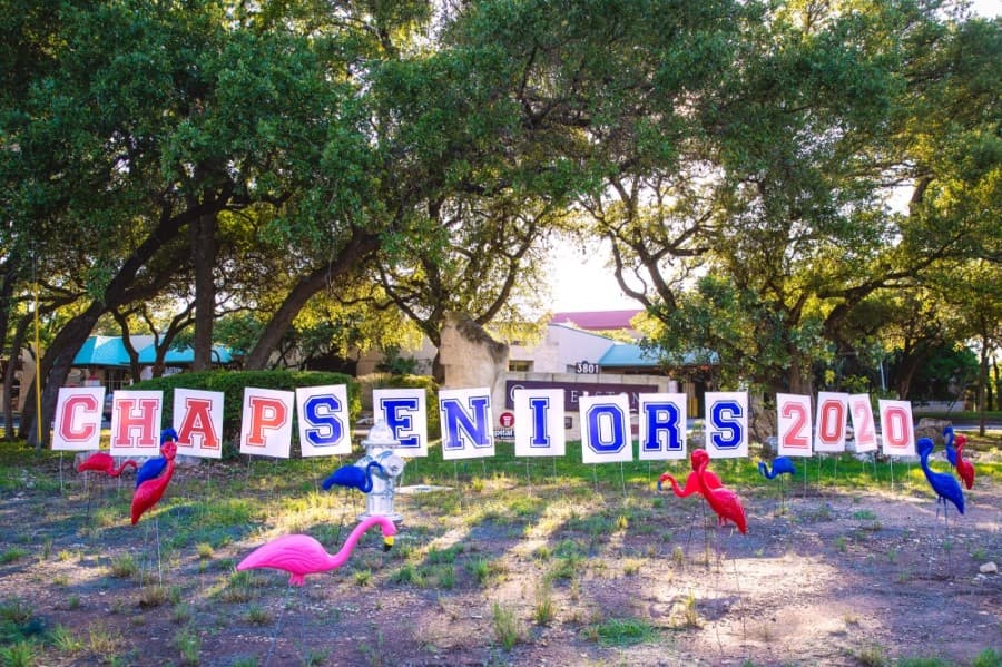 Local businesses came together to sponsor citywide decorations in honor of the graduating class of 2020. (Courtesy Cathy Hoover)