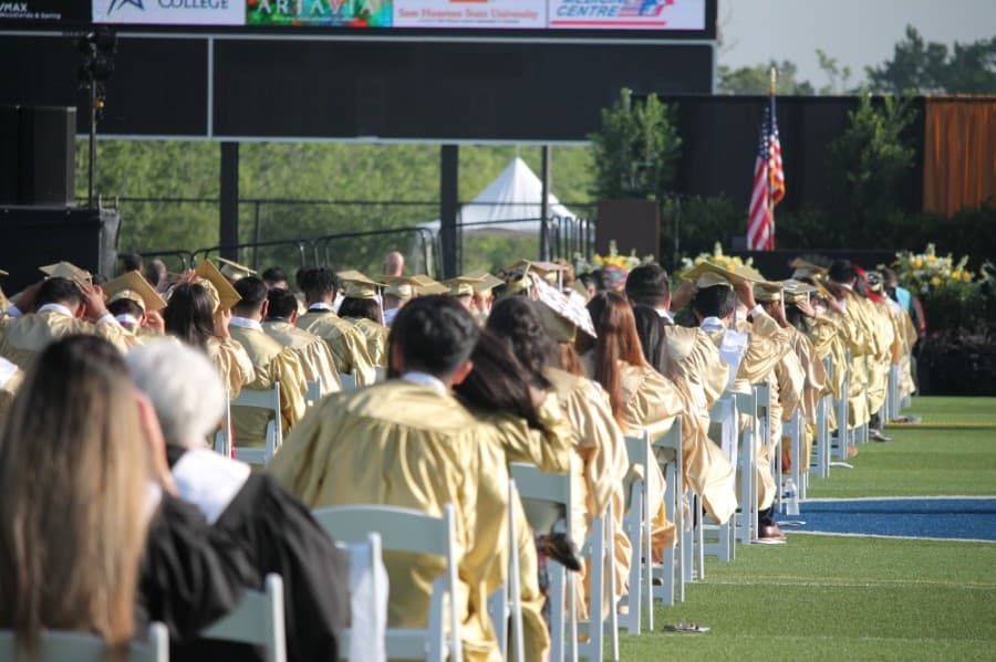 The graduation ceremonies have been split by Conroe ISD in order to socially distance students and attendees. (Andy Li/Community Impact Newspaper)
