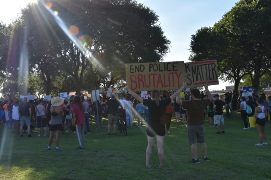 The protest disbanded before the 7 p.m. Dallas curfew so those from outside Richardson could make it home safely. (Makenzie Plusnick/Community Impact Newspaper)