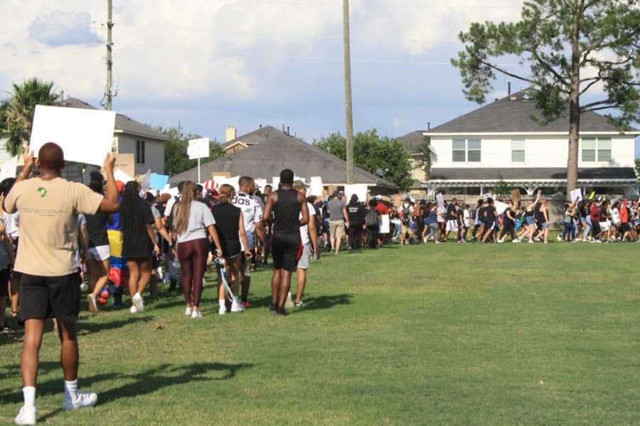 About 2,000 people marched at the Katy for Black Lives Matter Protest held June 4 at Katy Park.  (Jen Para/Community Impact Newspaper)