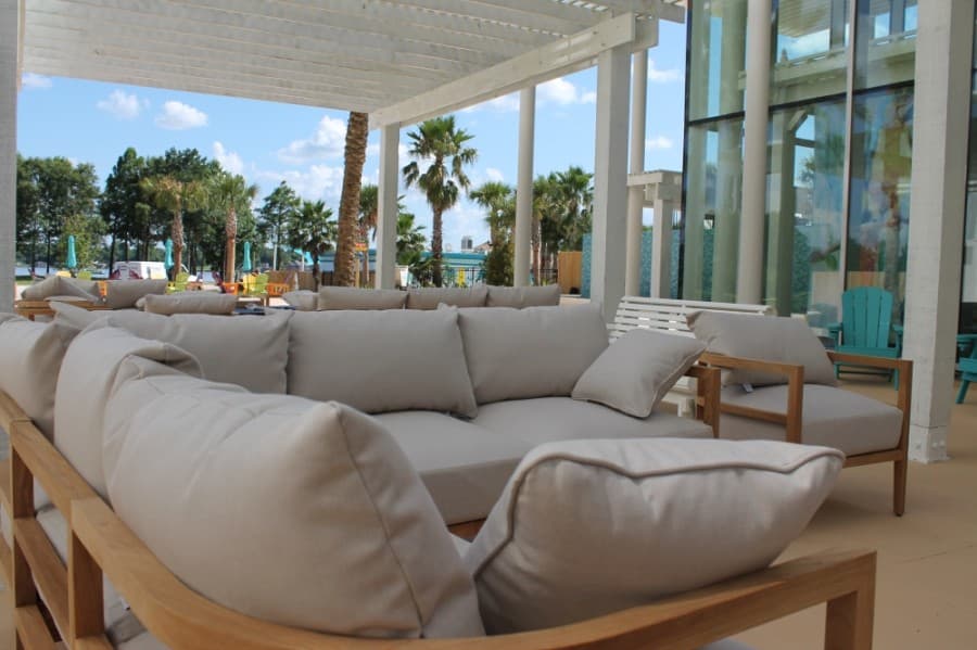 The resort has several outdoor seating areas for guests. (Andy Li/Community Impact Newspaper)
